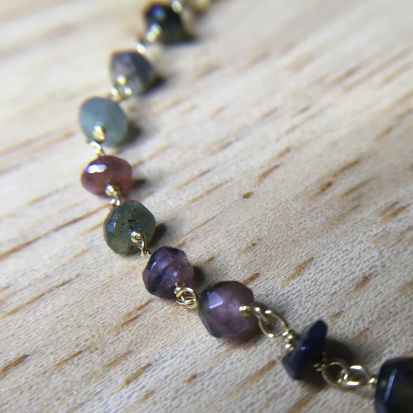 Black Onyx and Tourmaline 8" Bracelet Gold Plated over 925 Sterling Silver - Picture 3 of 7